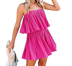 EXLURA Womens Spaghetti Strap Pleated Short Jumpsuit Sleeveless Flowy Playsuit Rompers | Amazon (US)