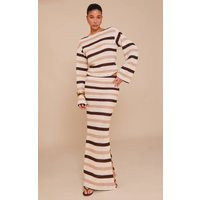 Brown Striped Mid Rise Maxi Skirt Co-ord | PrettyLittleThing US