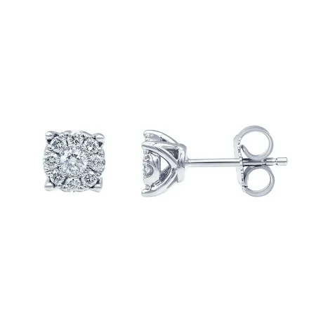 1/2 Carat T.W Lab Grown Diamond Stud Halo Cluster Earrings in Sterling Silver. | Walmart (US)