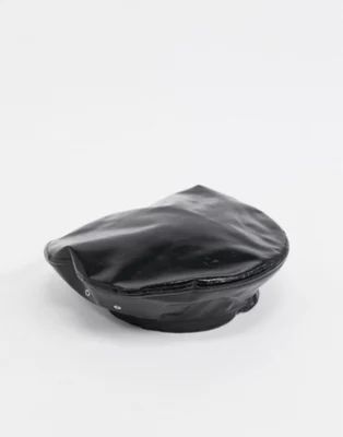 Weekday Woozy faux leather beret in black | ASOS (Global)