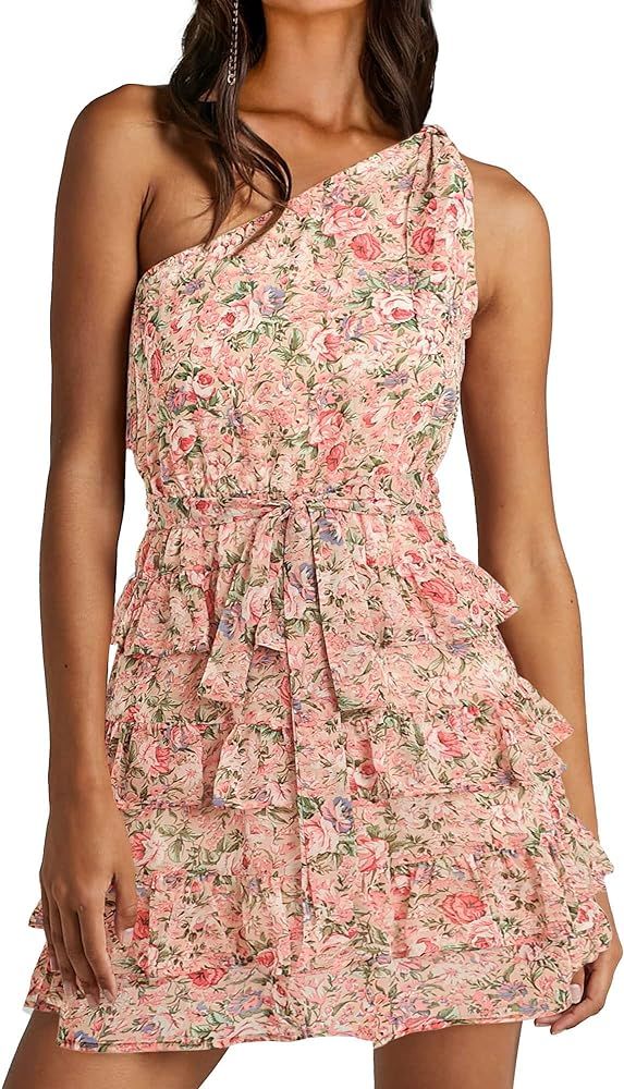 BTFBM One Shoulder Floral Mini Dress      
 Polyester | Amazon (US)