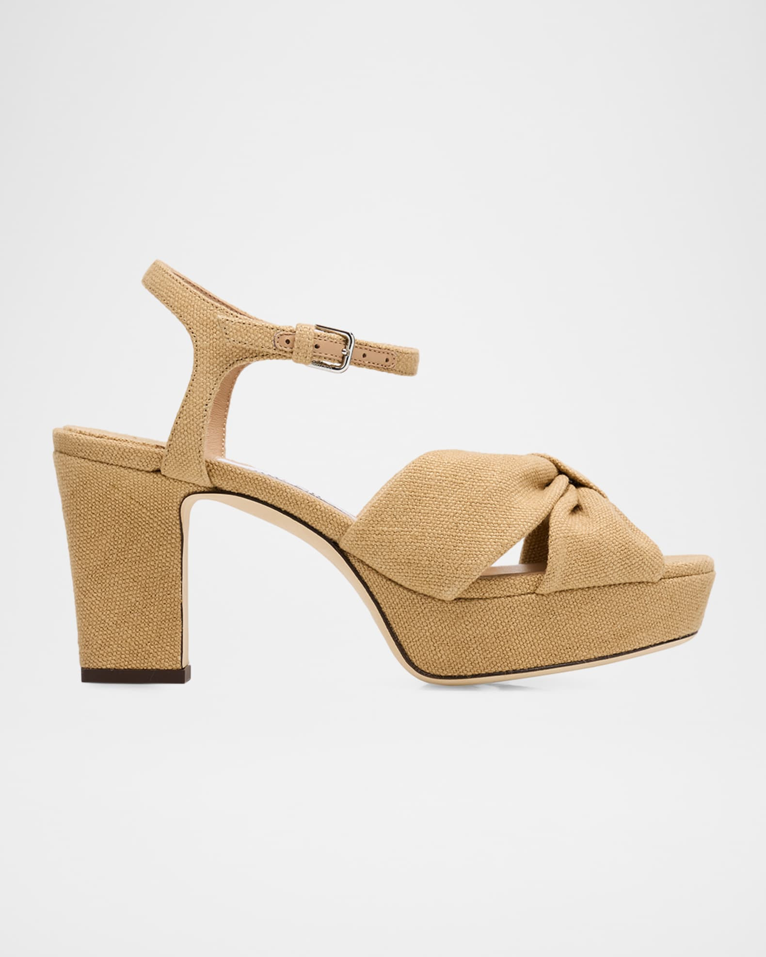 80mm Heloise Linen Platform Sandals | Neiman Marcus