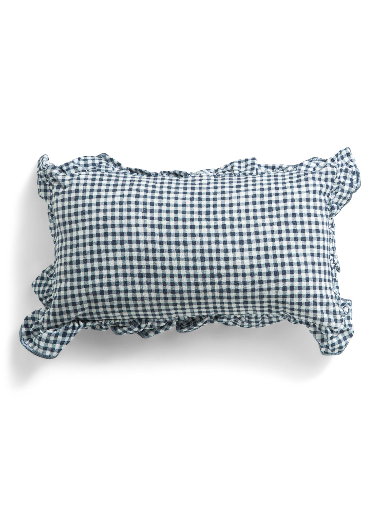 9x16 Mini Painted Gingham Ruffle Embroidered Edge Lumbar Pillow | TJ Maxx