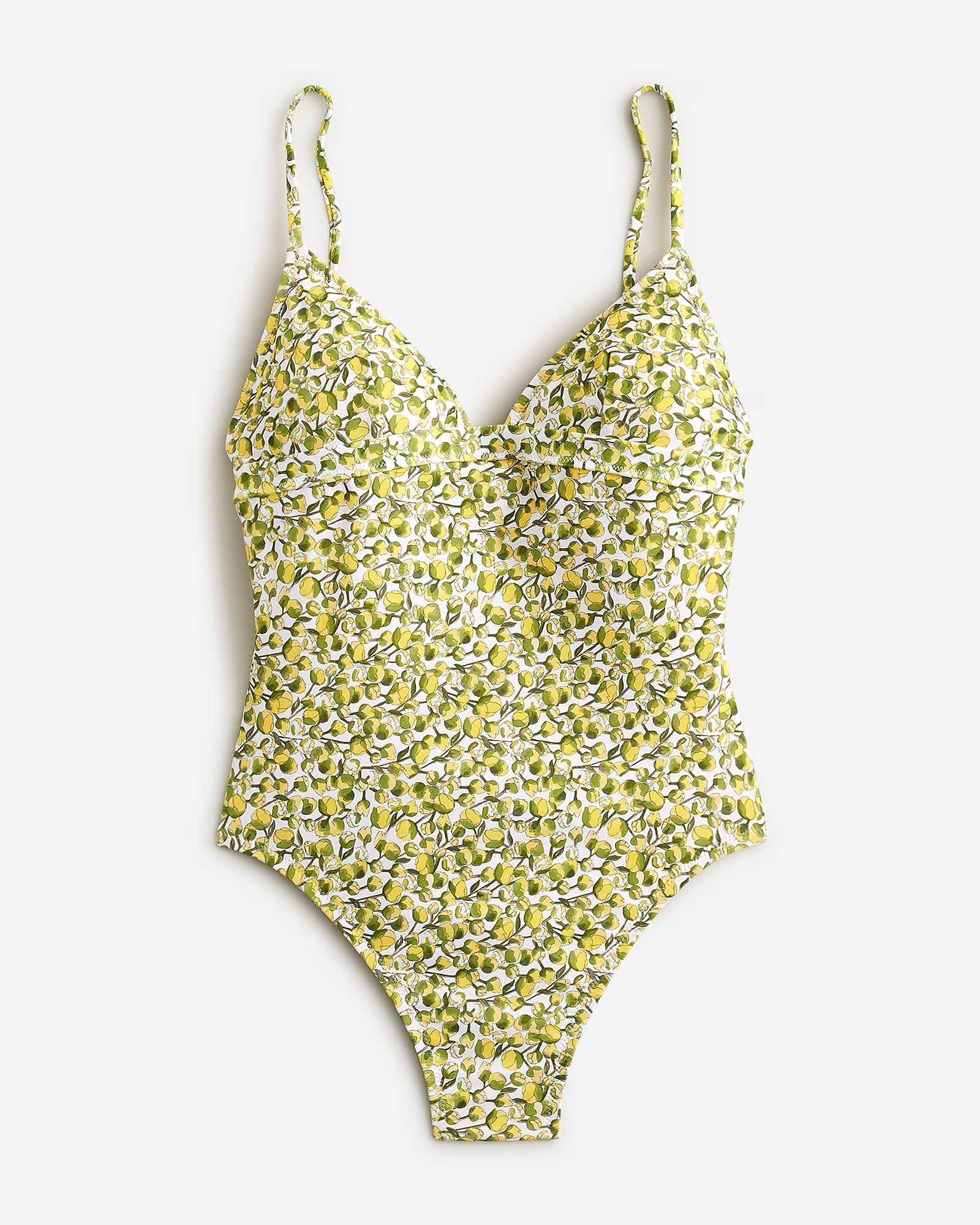 Plunge one-piece swimsuit in Liberty® Eliza's Yellow fabric | J.Crew US