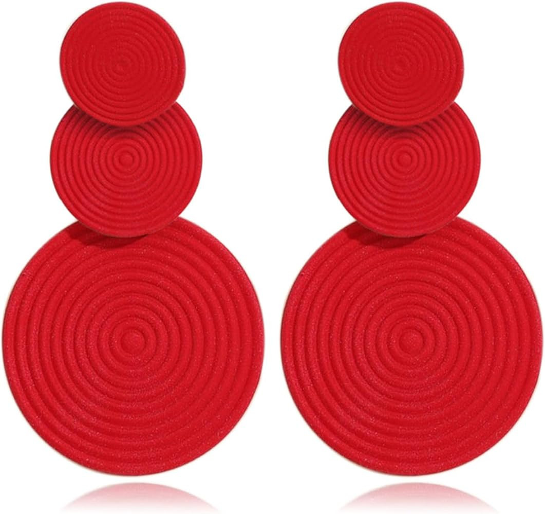 Retro 80s Neon Earrings Round Disc Dangle Drop Earrings for Women Lightweight Bohemia Statement G... | Amazon (US)