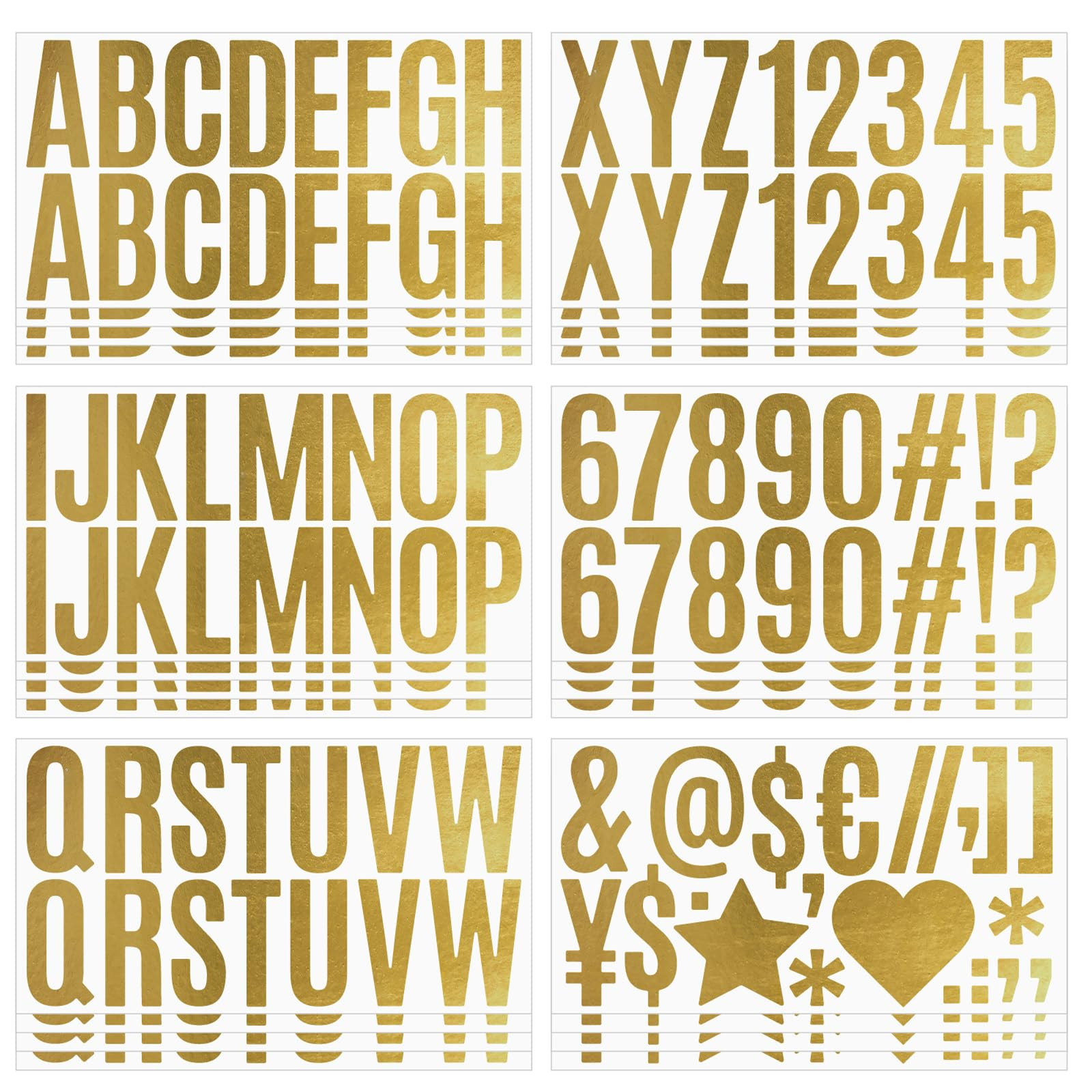 400 Pieces Gold Letter Stickers 24 Sheets Large Letter Stickers 2.5 Inch Self Adhesive Number Alp... | Amazon (US)