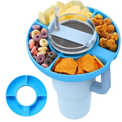 Nuovoware Snack Bowl For Stanley 40oz Tumbler With Handle, Snack Ring For 40oz Stanley Cup, Reusable Snack Tray For Stanley Tumbler H2.0 40oz, Snack Holder For Popcorn, Chips, Candy, Nuts, Blue | Amazon (US)