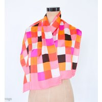 1960S Pink Squares Silk Scarf | 60S Oblong Echo | Etsy (US)