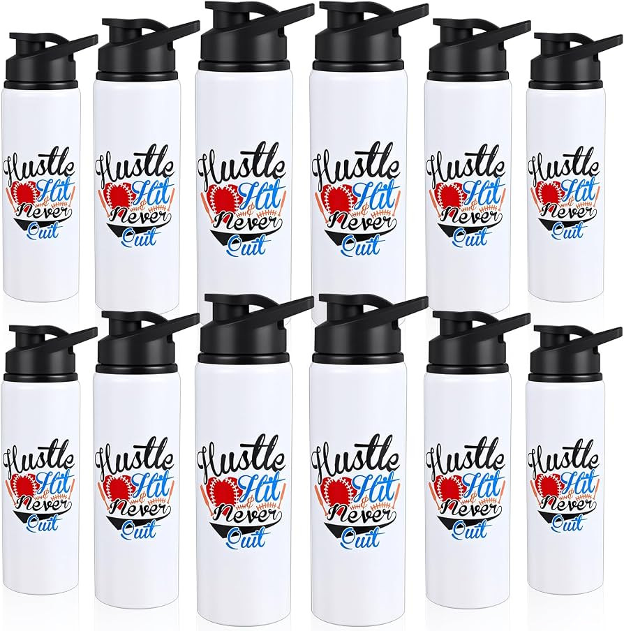 Hushee 12 Pcs 25 oz Baseball Water Bottles Bulk Aluminum Sport Bottles with Leakproof Lid Basebal... | Amazon (US)