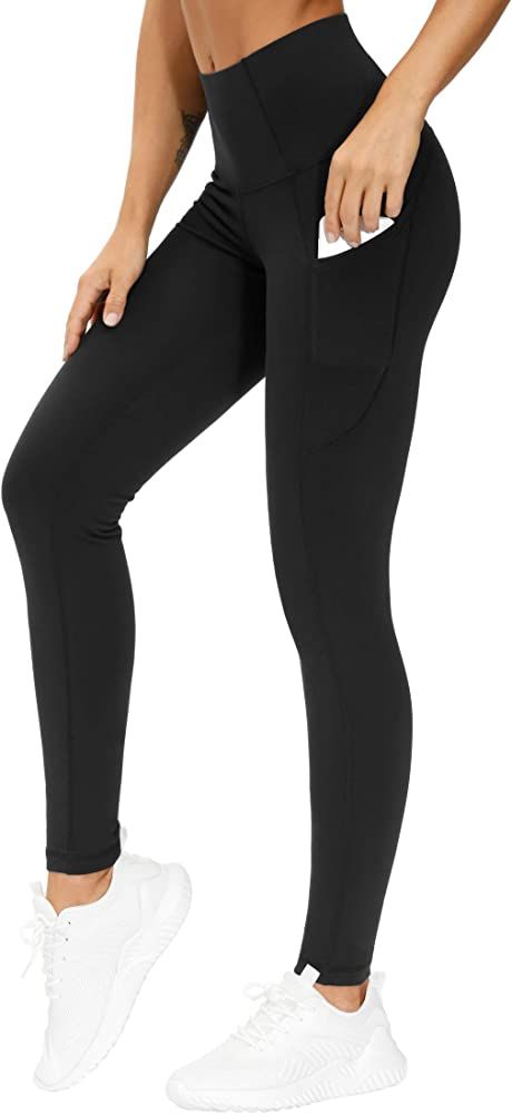THE GYM PEOPLE Thick High Waist Yoga Pants with Pockets, Tummy Control Workout Running Yoga Leggings | Amazon (US)