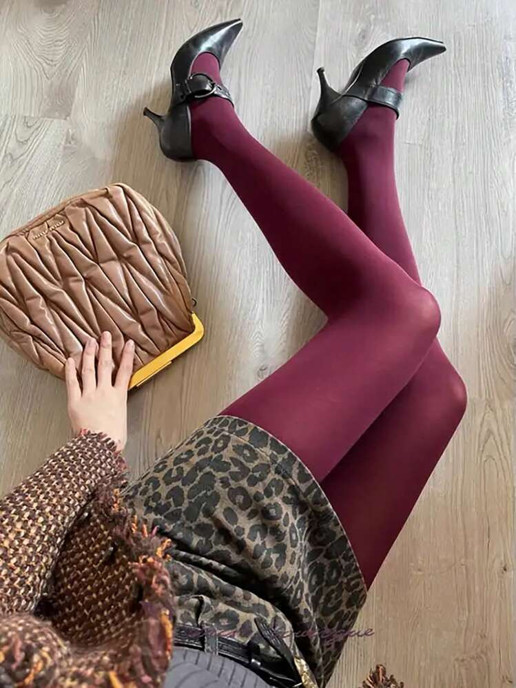 1 Pc Women's Sexy Sheer Red Pantyhose, Slimming For Dates, Parties, Autumn/Spring | SHEIN