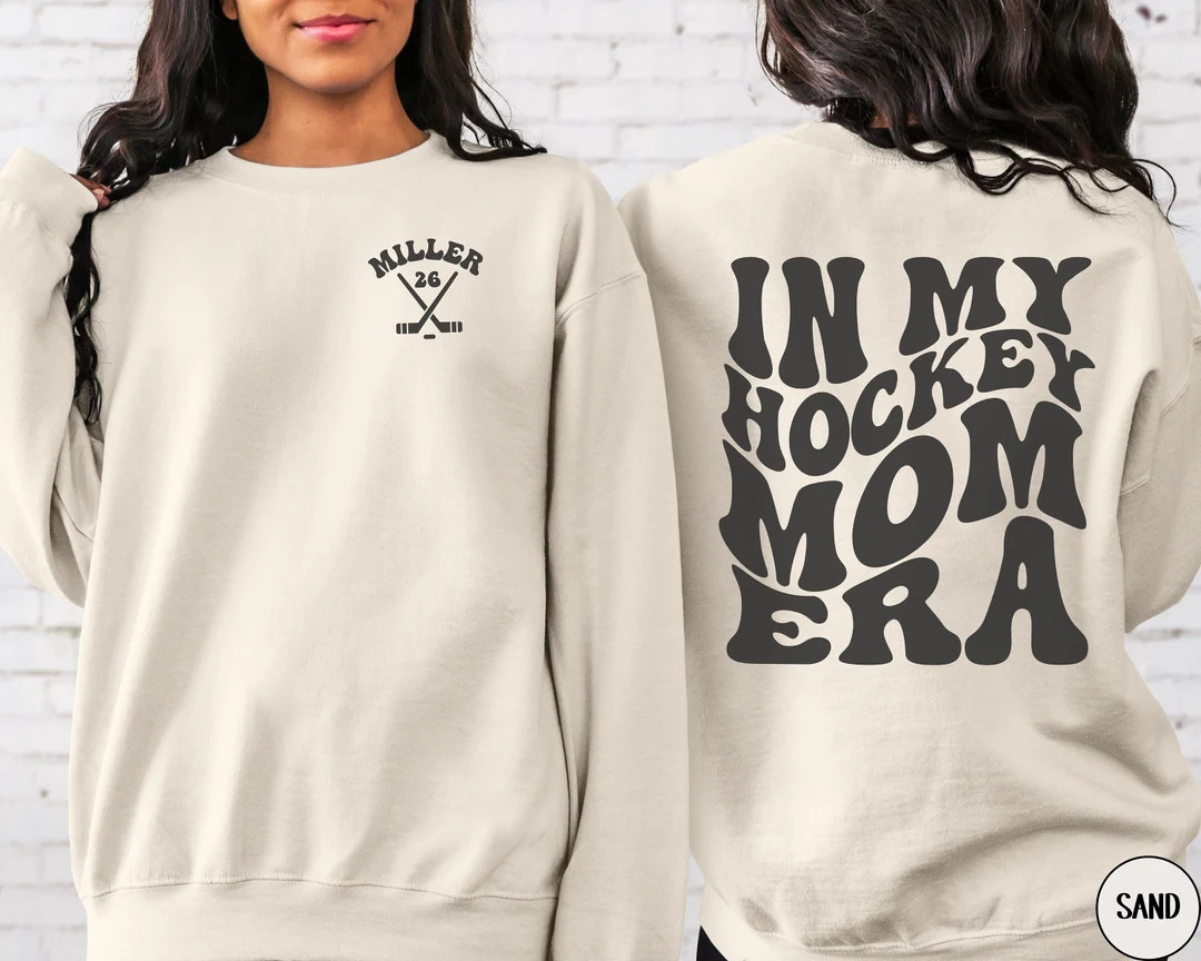 CUSTOM in My Hockey Mom Era Sweatshirt, Personalized Hockey Mama Sweater, Retro Game Day Shirt, I... | Etsy (US)