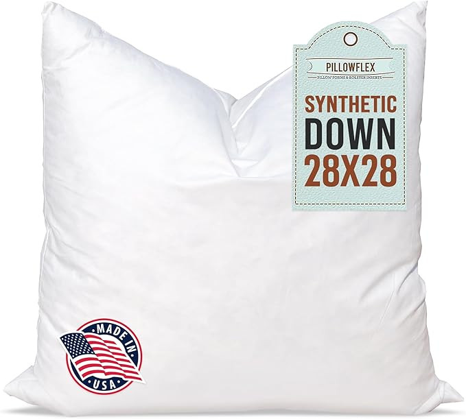Pillowflex Synthetic Down Pillow Insert - 28x28 Down Alternative, Ultra Soft Large Square Europea... | Amazon (US)