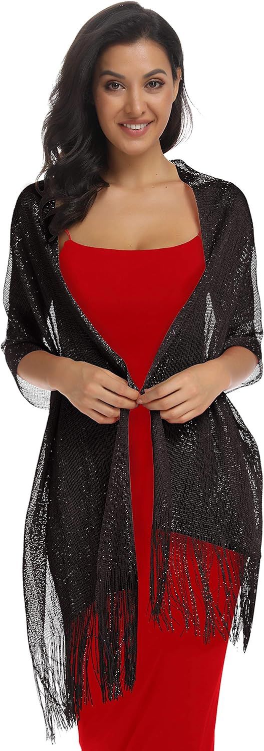 Rheane Sparkling Metallic Shawls and Wraps for Evening Party Dresses | Amazon (US)