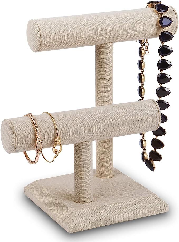 Mooca Linen 2 Tier Wooden Jewelry Display Perfect for Bracelet Bangle Watch for Home Organization... | Amazon (US)