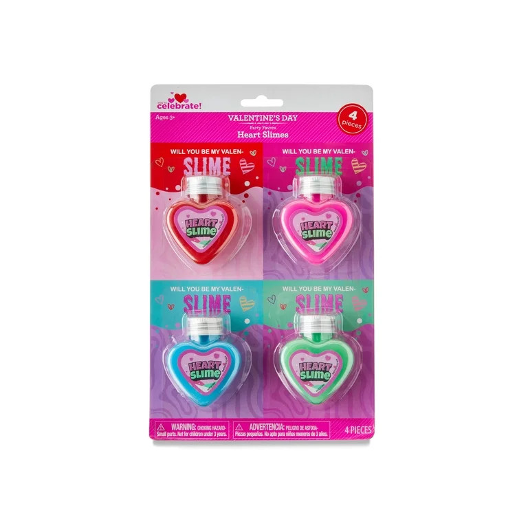 Valentine's Day Heart Slime Party Favors, 4 Count, by Way To Celebrate | Walmart (US)