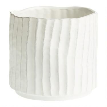 Matte White Ribbed Organic Ceramic Planter | World Market