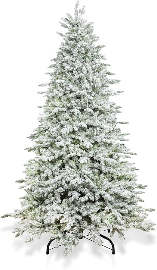 KING OF CHRISTMAS 9ft Realistic Snow Flocked Artificial Christmas Tree Unlit, Flocked Christmas T... | Amazon (US)