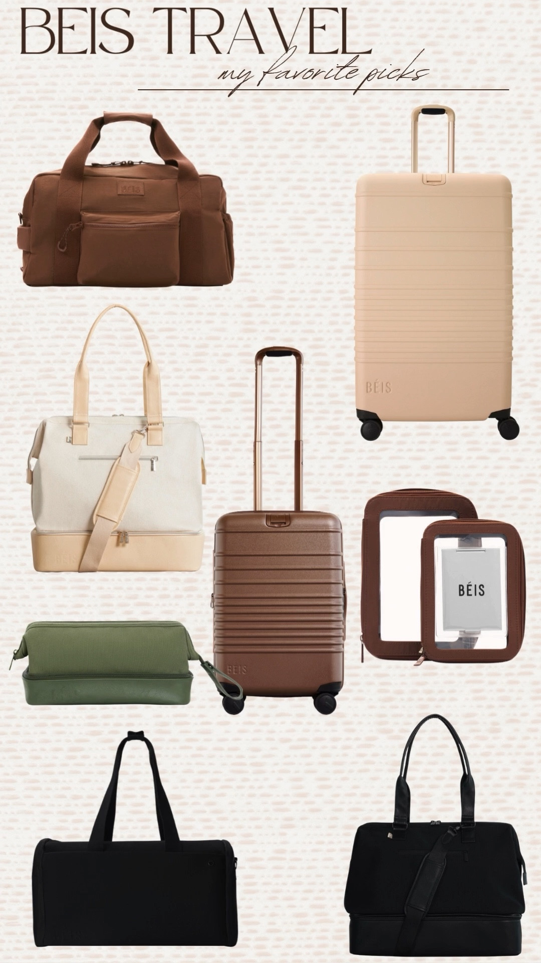 Beis travel favorites! 

Luggage. Suitcase. Duffel bag. Trending. Best sellers. For the traveler. Gift idea. Airplane. Vacation. Must haves  

#LTKCyberWeek #LTKTravel #LTKFindsUnder100