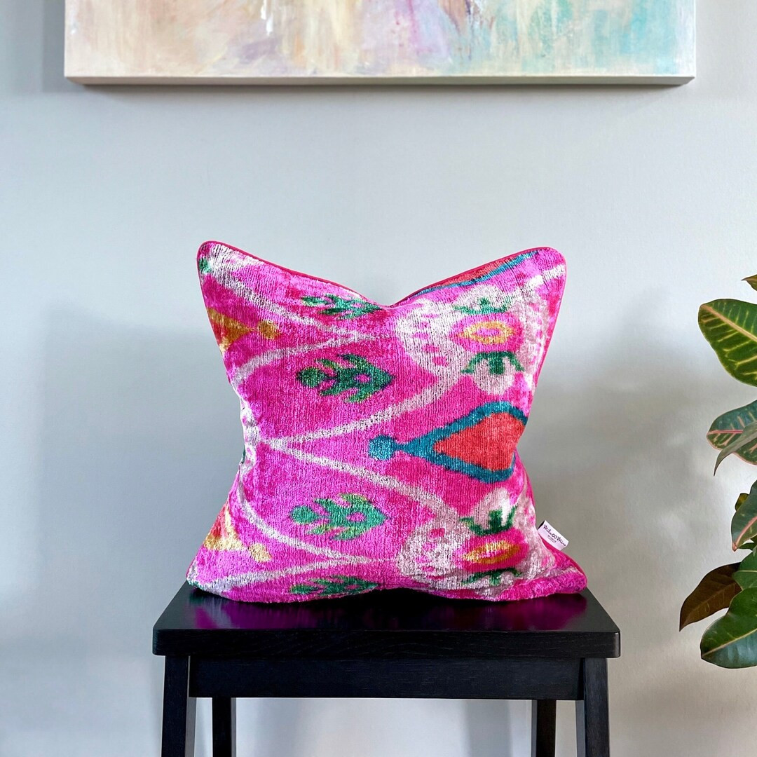 Velvet Ikat Cushion Adventure Awaits | Velvet Ikat Pillow Adventure Awaits | Etsy (US)