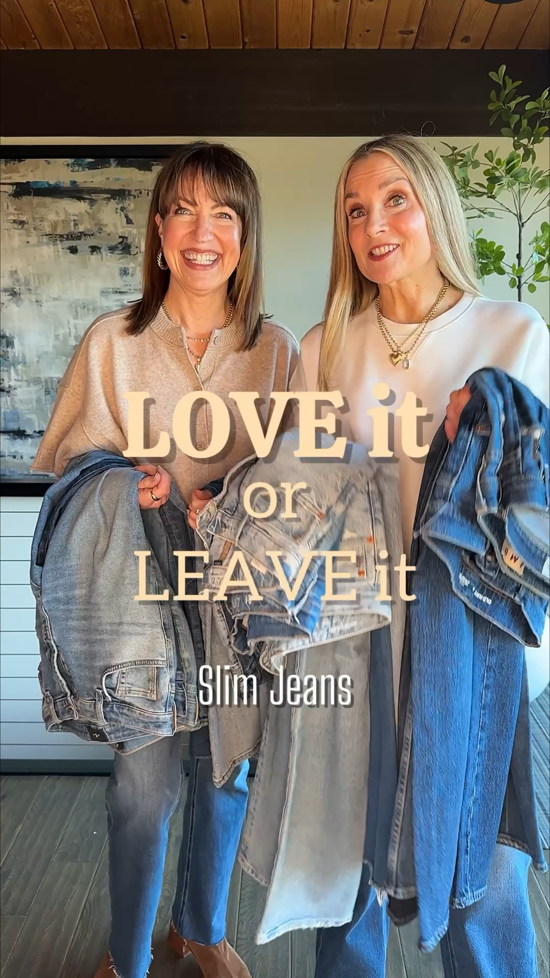 Comment SHOP for outfit links! 🛍️🛍️
Join us as we decide whether or not to Love or Leave our slim jeans! We have WAY too many pairs of jeans! It’s so helpful to go through your closet with a friend. We need a fresh set of eyes on our jeans to have the courage to let some pairs go!! It feels so good to create a giveaway pile of outdated or unworn jeans to make room for new, updated denim. Stay tuned for upcoming reels where we share denim that we’re loving! 👖💙
How to Shop:
-Comment SHOP for links!
-Click the link in our bio to shop!
- Watch our stories for links!

Denim Mother Denim, 7 for All Mankind, J Crew, Agolde, Joe’s Jeans 

#LTKOver40 #LTKgrwm #LTKootd
