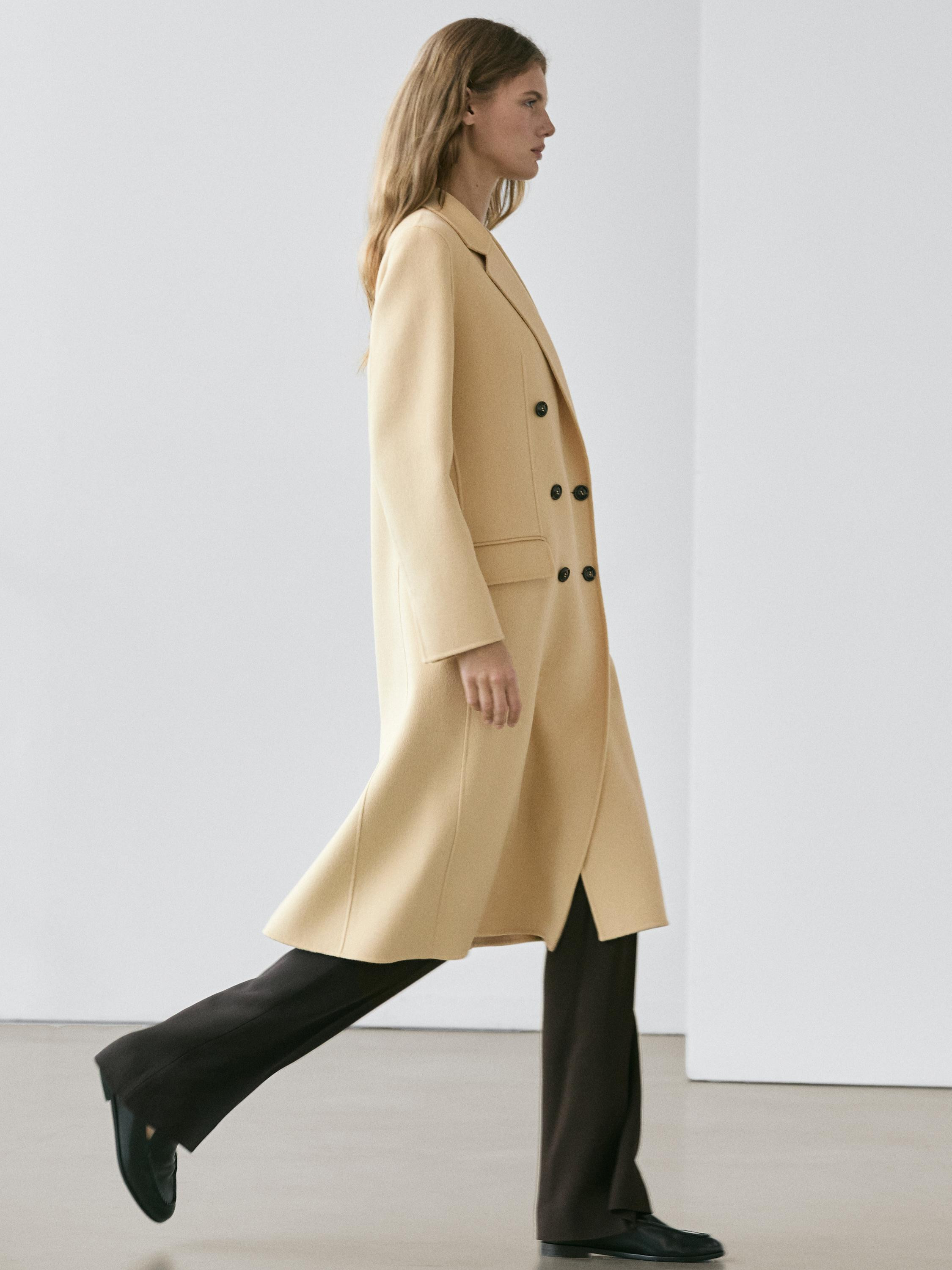 Long wool blend surplice coat | Massimo Dutti UK