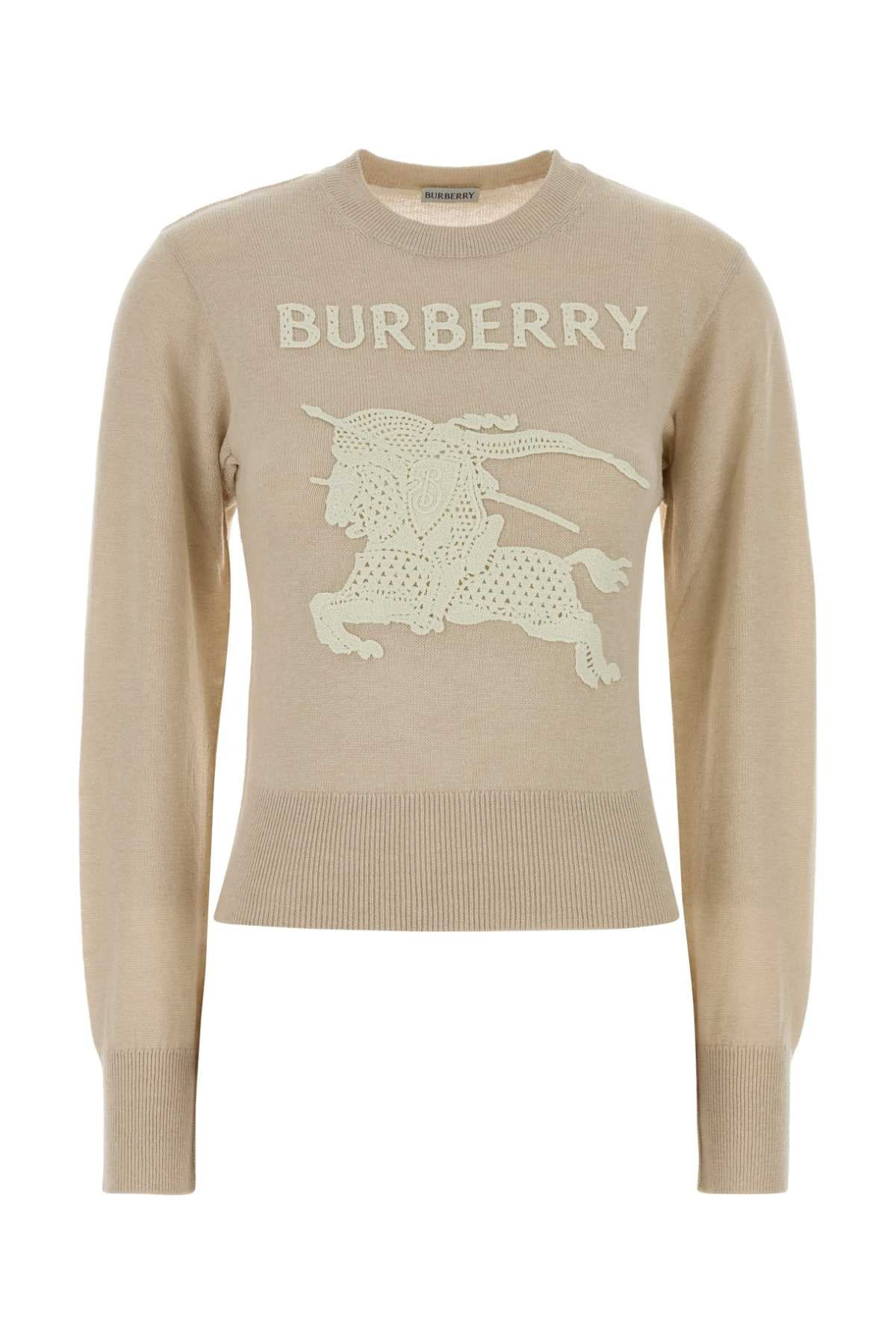 Burberry Logo and EKD Motif Knit Sweater — Beige - S | Italist Inc.