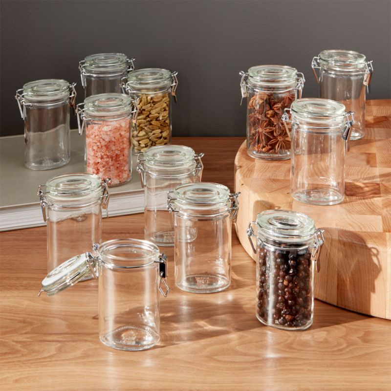 Mini Oval Spice-Herb Jars with Clamp Set of 12 + Reviews | Crate and Barrel | Crate & Barrel