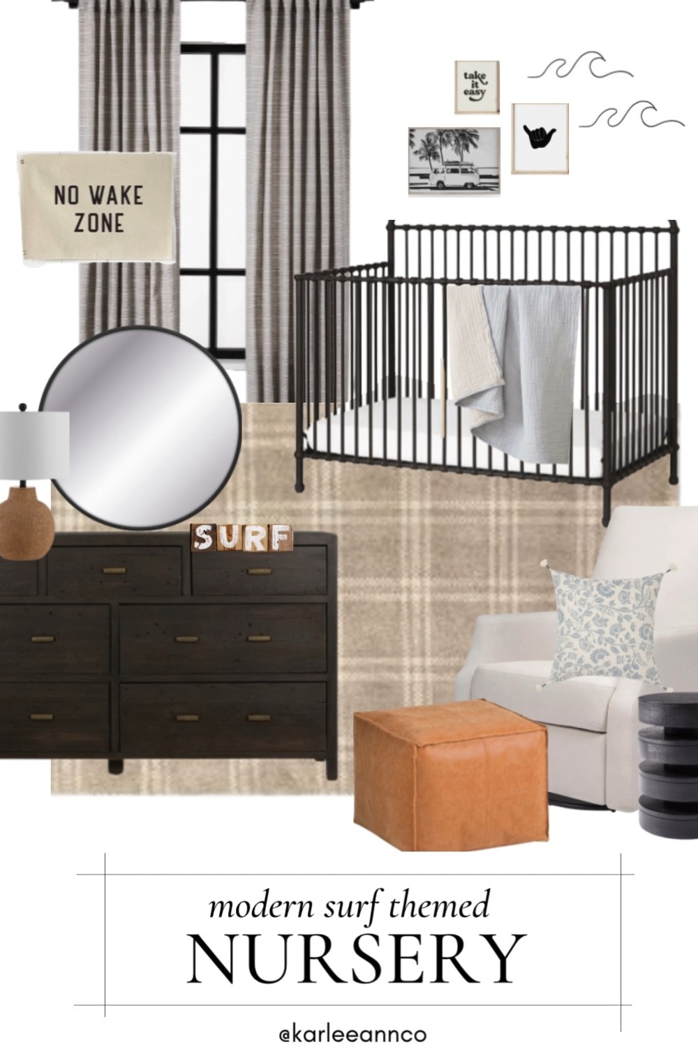 A modern surf themed bedroom / nursery for the baby boy or big boy in your life!

#bigboyroom #modernhomedecor #transitional #babyboy #genderneutral

Crib, dresser, glider, rug, table lamp, blackout curtains, wall decor, rug, side table, pouf 

#LTKbump #LTKbaby #LTKhome