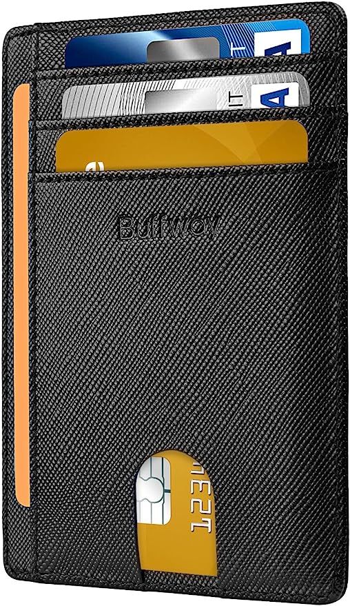 Buffway Slim Minimalist Front Pocket RFID Blocking Leather Wallets for Men Women | Amazon (US)