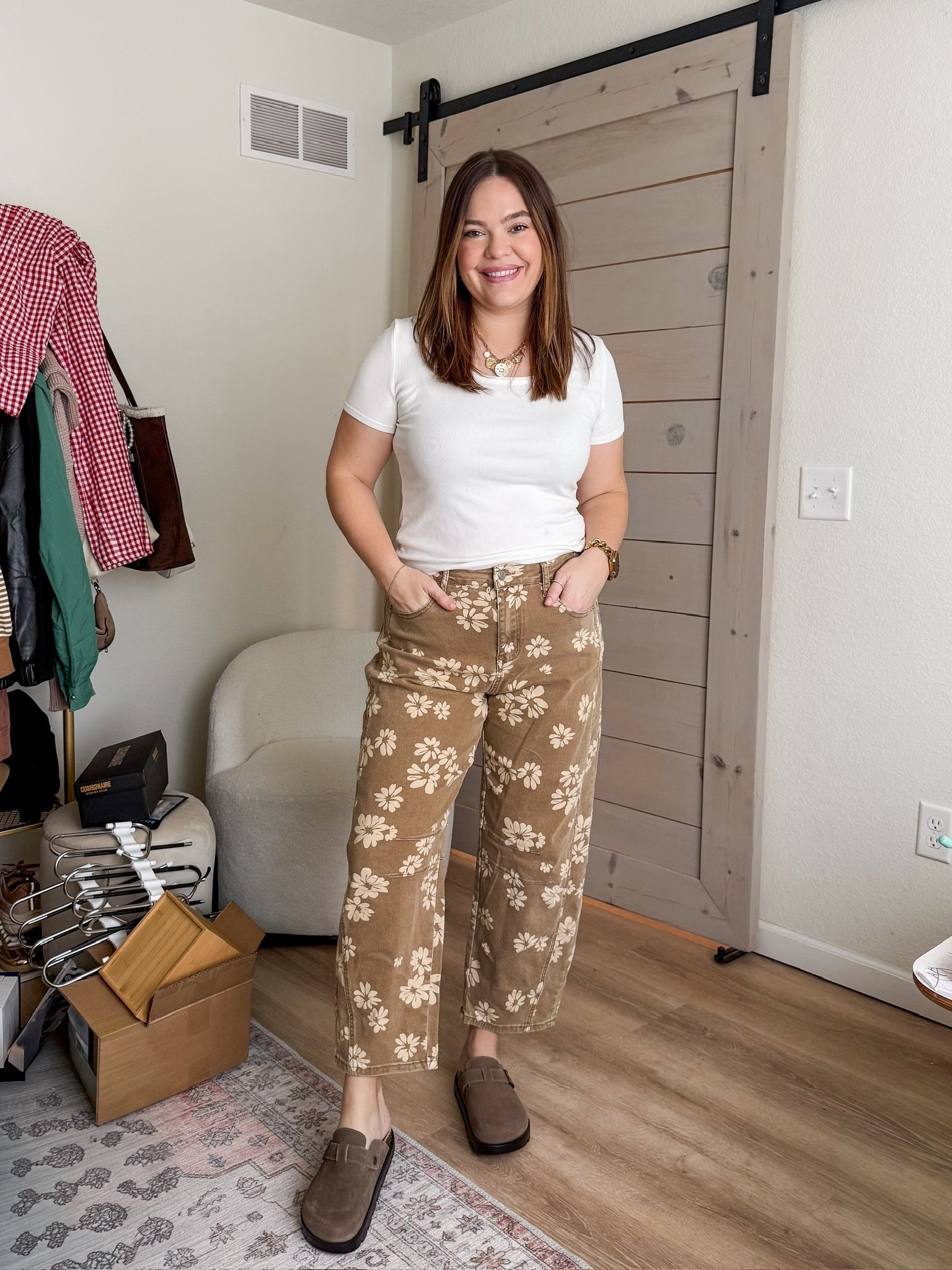 Barrel jeans in khaki with an adorable floral print for spring // wearing size large // spring style / barrel jeans / patterned pants

#LTKMidsize #LTKSeasonal #LTKootd