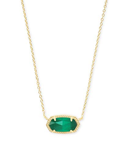 Kendra Scott Elisa Short Pendant Necklace for Women, Dainty Fashion Jewelry, 14k Gold-Plated Brass, Emerald Cat's Eye | Amazon (US)