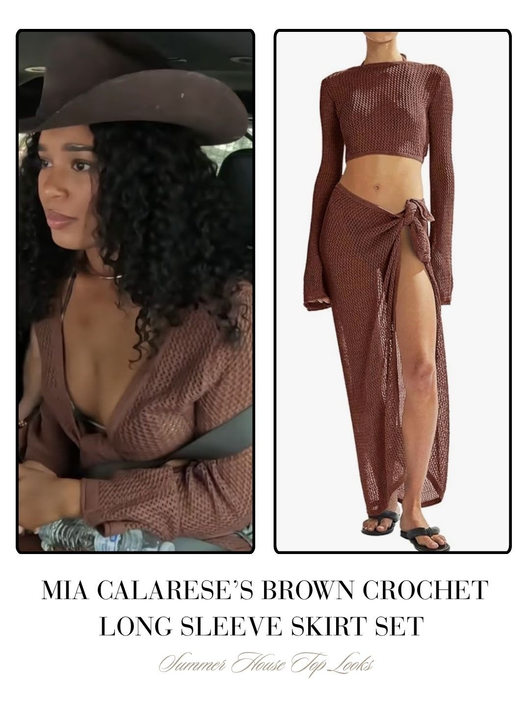 Mia Calabrese’s Brown Crochet Long Sleeve Set