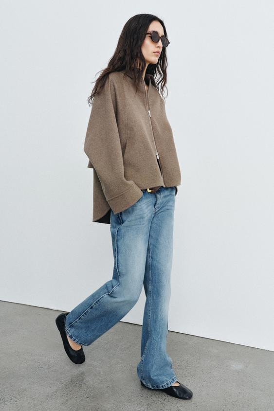 WOOL BLEND ZIPPER JACKET ZW COLLECTION | Zara US