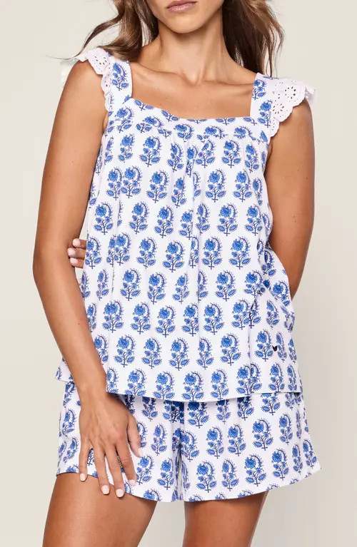 Petite Plume Clara Pima Cotton Short Pajamas in Blue at Nordstrom, Size Large | Nordstrom