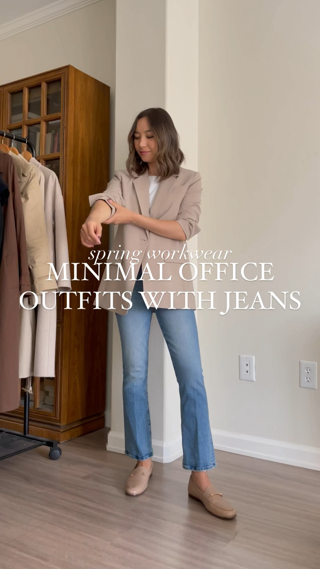 Spring workwear - minimal office outfits with jeans 

Nordstrom blazer, xs linked newly restocked similar blazer 
Jeans Mother denim tts 
Loafers Sam Edelman tts
Loafer socks 

#LTKworkwear #LTKstyletip