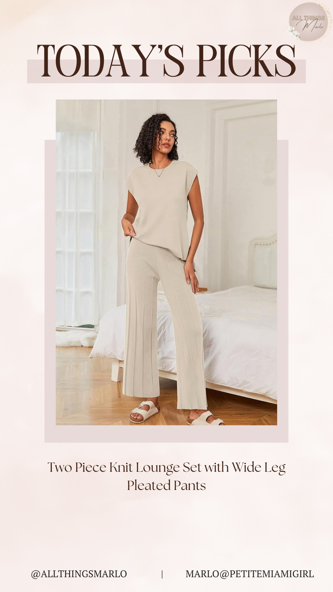 Two Piece Knit Lounge Set with Wide Leg Pleated Pants 

 #LTKSeasonal #LTKWorkwear #LTKTravel