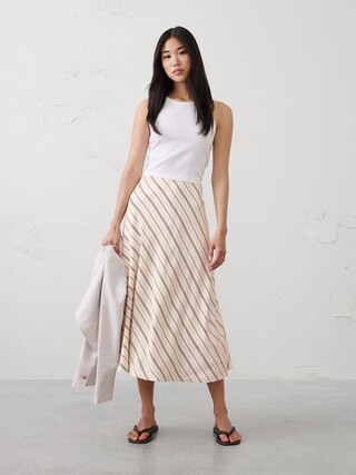 Silky Twill Bias Midi Skirt | Banana Republic Factory