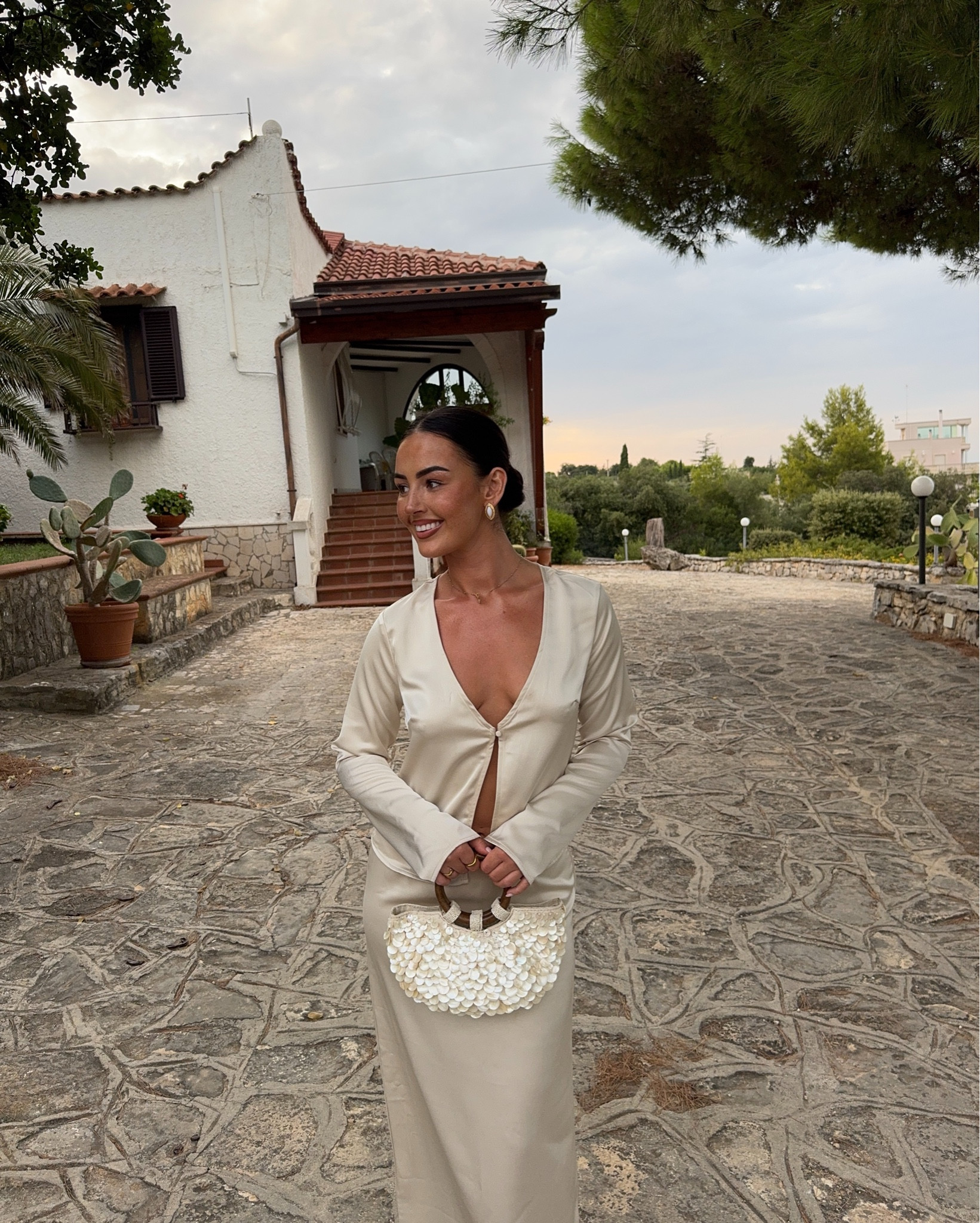 Satin co-ord, satin skirt, satin top, cream outfit, cream co-ord, date night outfit, holiday evening outfit, euro summer outfit, PLT

#LTKeurope #LTKuk #LTKstyletip