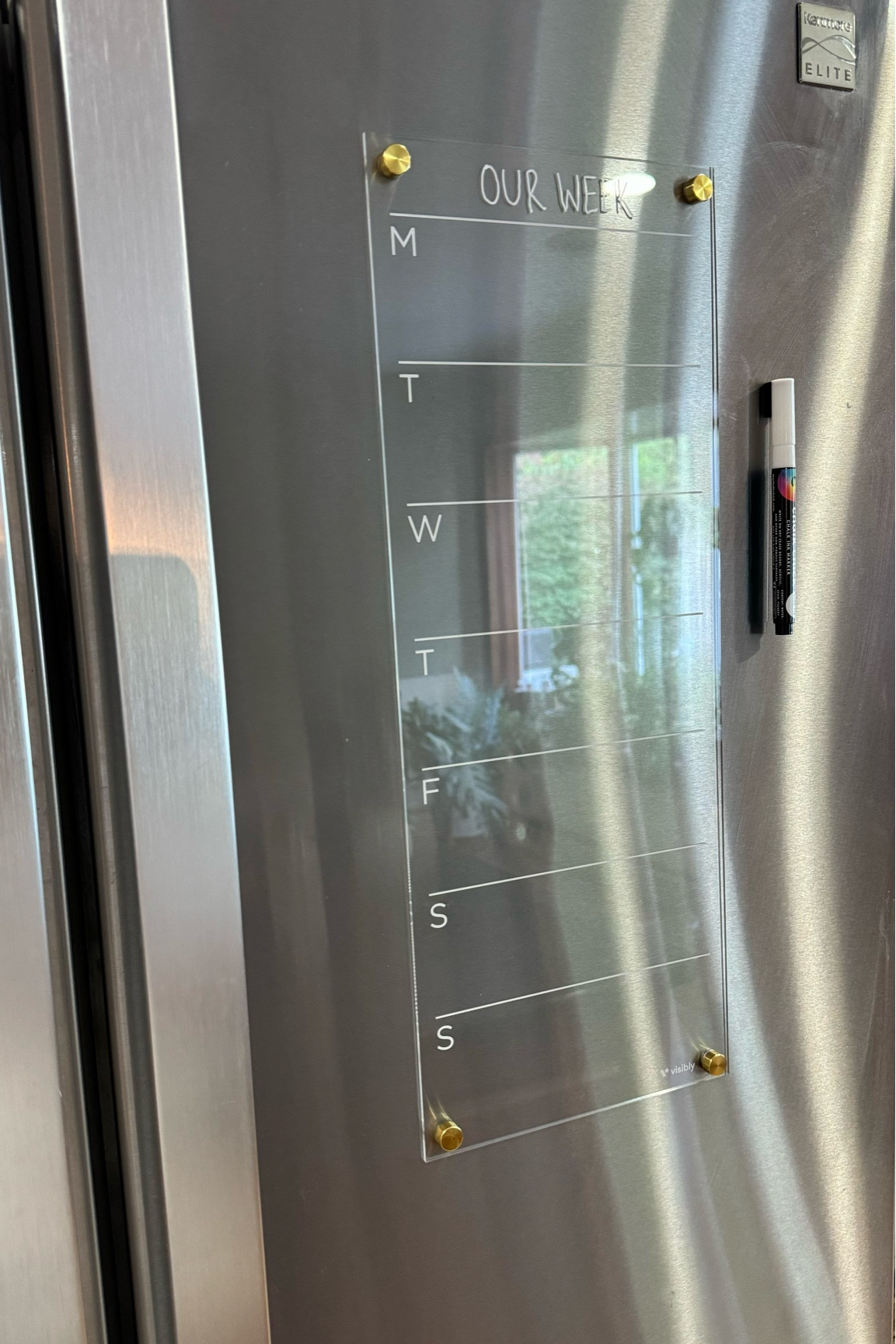 Weekly acrylic board for the fridge with gold magnets!

#LTKHome