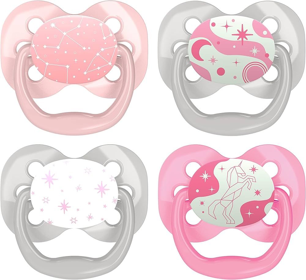 Dr. Brown's Advantage Symmetrical Pacifier with Air Flow, Pink Glow-in-the-Dark, 4-Pack, 0-6m | Amazon (US)