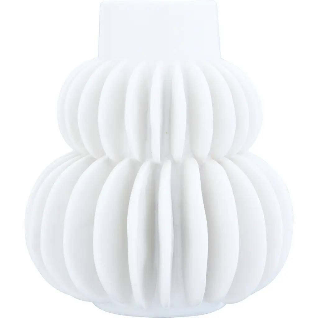 Storied Home Stoneware Vase with Half Circle Pleated Design, White at Nordstrom | Nordstrom