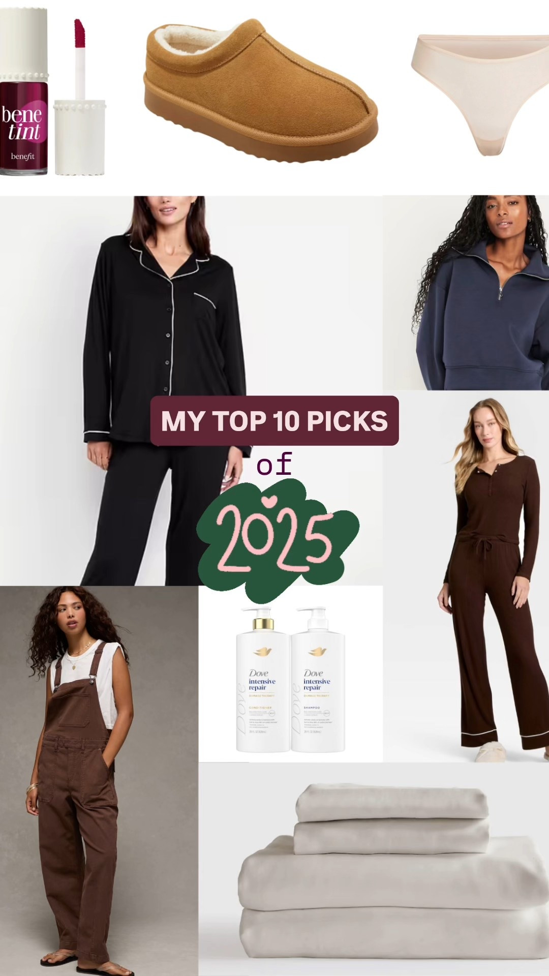 top picks and best sellers of 2025! 

sizing and details:
#1 target set: fits TTS (wear a M)
#2: slippers: fits TTS
#3: maternity top: size down (wear a S)
#4: pajamas: size down (wear a small tall)
#5: bounce fleece: size down or TTS for slightly oversized (wear S in top, M in bottom)
#6: overalls: size down
#7: lip tint: shade raspberry
#9: skims thong: fits TTS (wear a M)


#LTKFindsUnder100 #LTKFindsUnder50