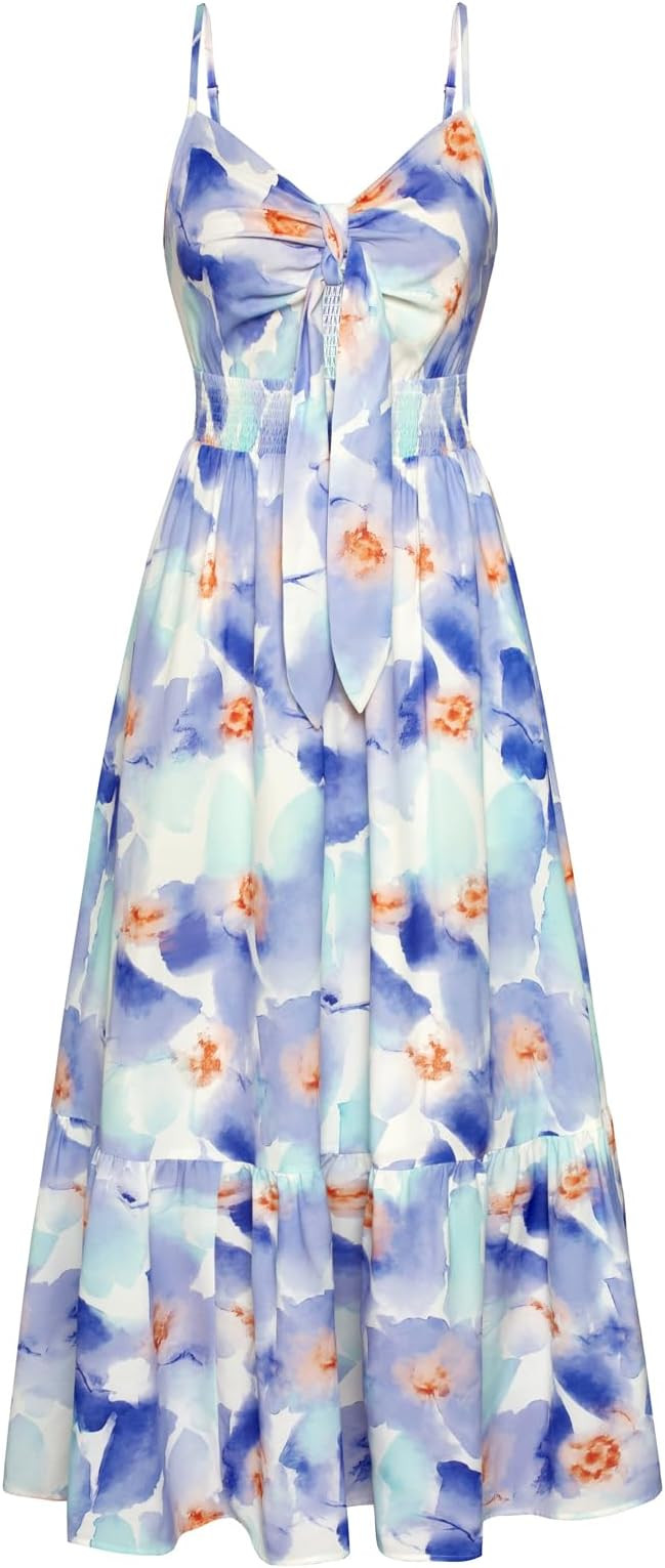 Womens Summer Floral Maxi Dresses 2026 Long Flowy Boho Dress Beach Vacation Sundresses Casual Clo... | Amazon (US)