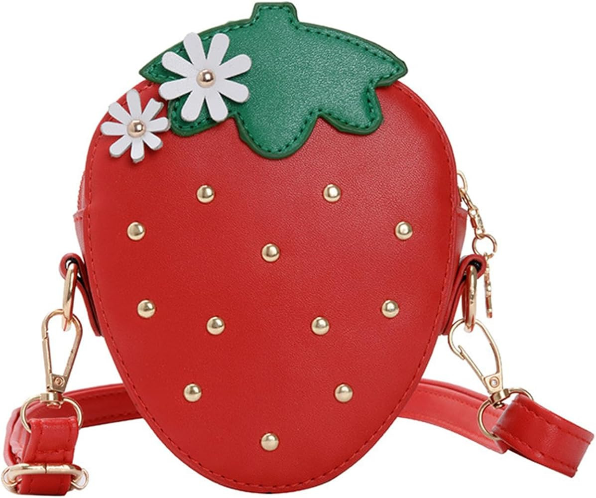 Mini Crossbody Shoulder Bag for Little Girls, Strawberry Shape Purse with Rivets Girls Kids Cute ... | Amazon (US)