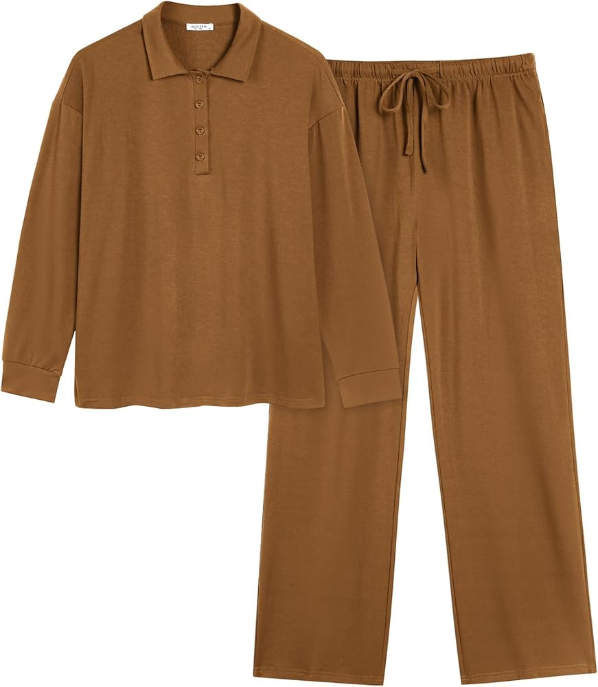 Ekouaer Lounge Sets for Women 2 Piece Outfits 2024 Long Sleeve Top with Pants Sweatsuit Tracksuit... | Amazon (US)