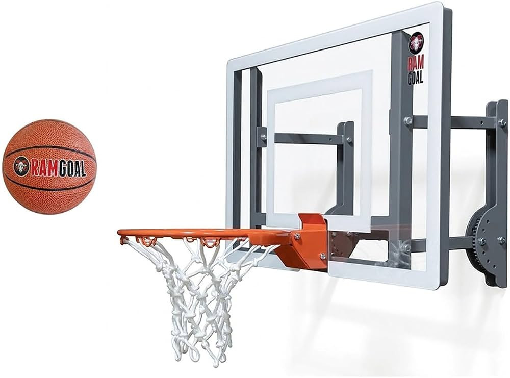 RAMGOAL Wall Mounted Indoor Adjustable Mini Basketball Hoop with Ball | 24" Shatter Resistant Bac... | Amazon (US)