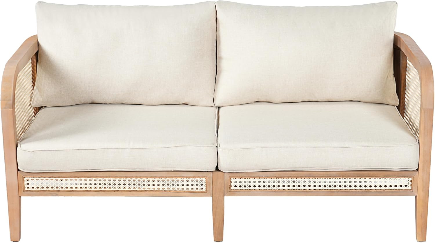 Merax Outdoor Patio Loveseat, Acacia Wood 2-seat Outdoor Couch Sofa with Thick Cushion, All-Weath... | Amazon (US)