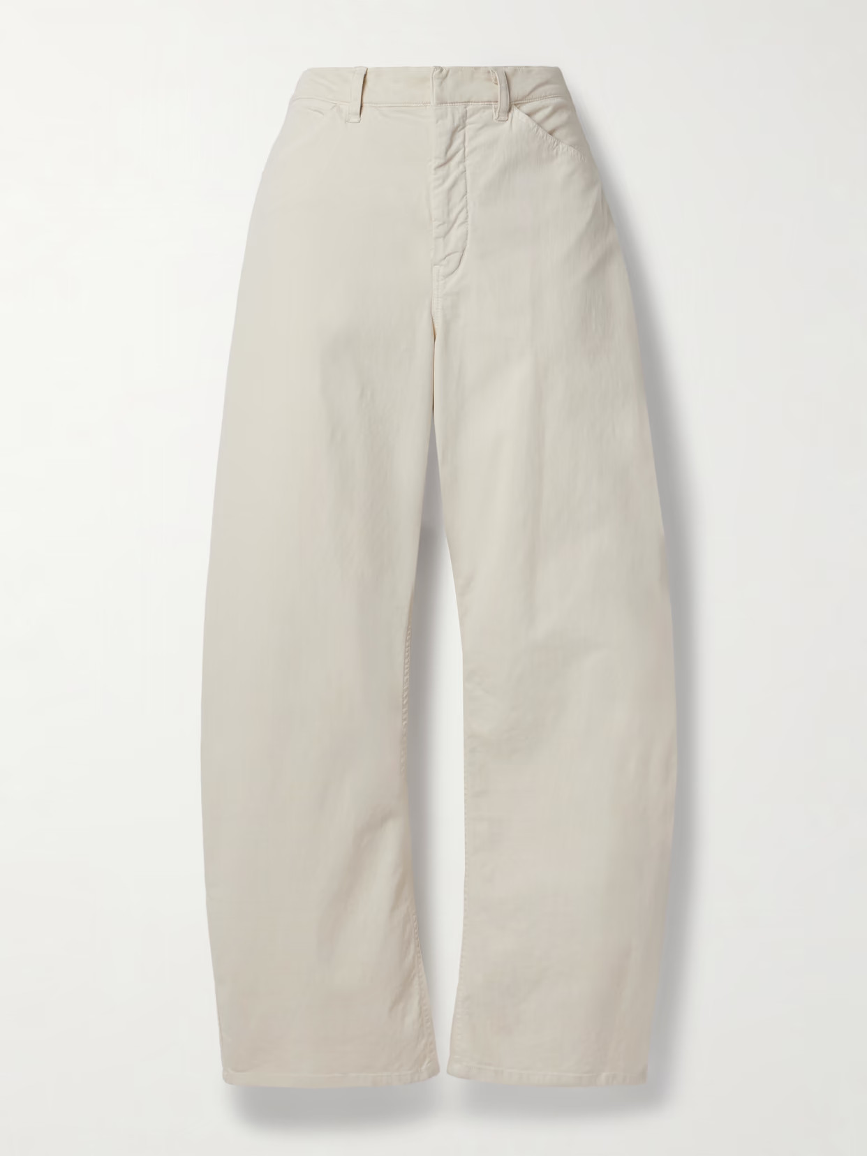 Nili Lotan - Tribeca Brushed Cotton-blend Twill Barrel-leg Pants - Ivory | NET-A-PORTER (US)