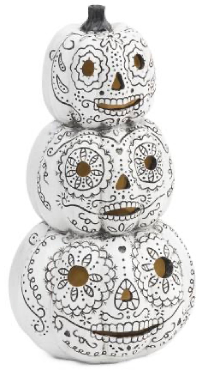 Dia de Los muertos resin stacked pumpkins. I love that they are black and white!

#LTKSeasonal #LTKHome